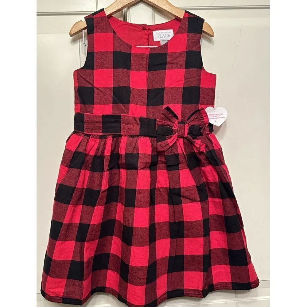 The Children’s Place Toddler Girls Buffalo Red Black Plaid 5T Dress TCP New - Picture 7 of 10
